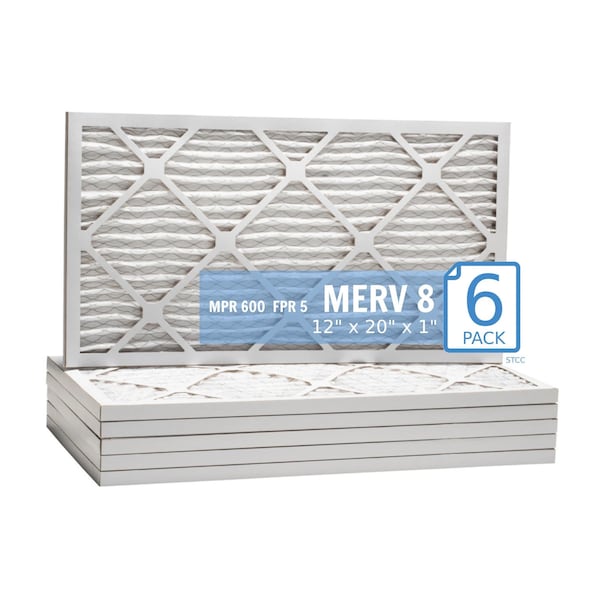 Purolator 12x20x1 Pleated Air Filter, MERV 8, 6 PK 12x20x1x1 HI (6 Pack) - main